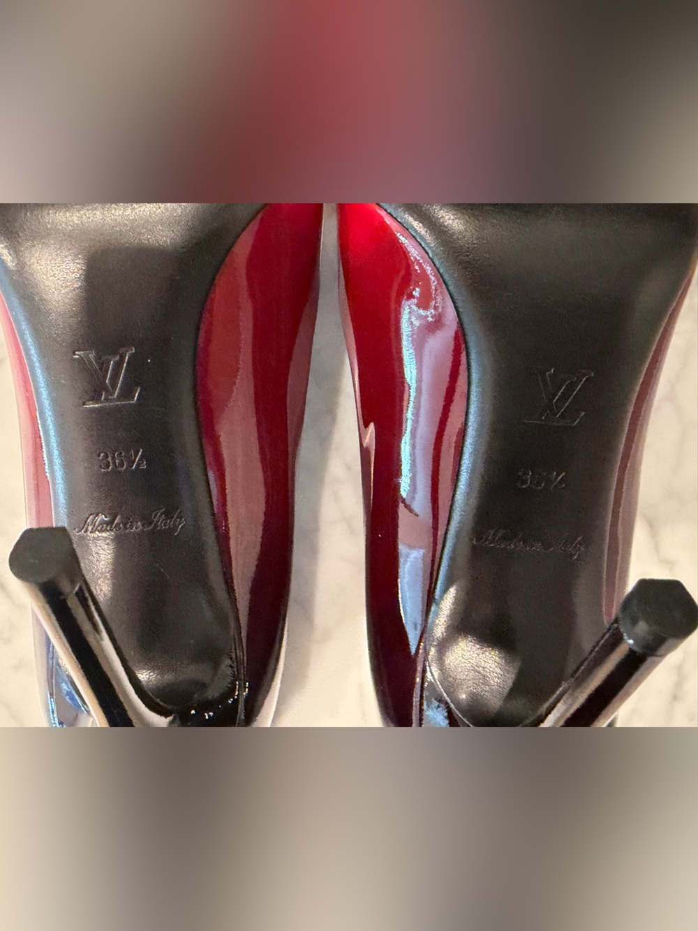 Authentic Louis Vuitton Red Patent Leather Cube Accent Pumps - Women's - Picture 7 of 7